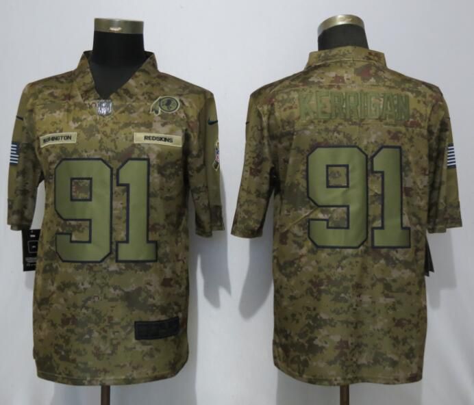 Men Washington Red Skins #91 Kerrigan Nike Camo Salute to Service Limited NFL Jerseys->atlanta falcons->NFL Jersey